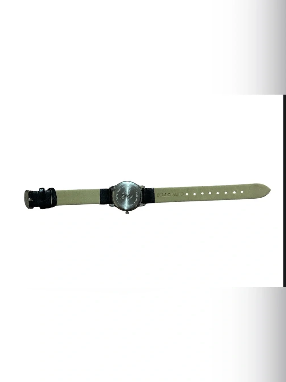 Black Floral Cutout Imitation Leather Strap Watch with Silver Dial